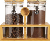 Bamboo Ground Coffee Storage Container with Shelf