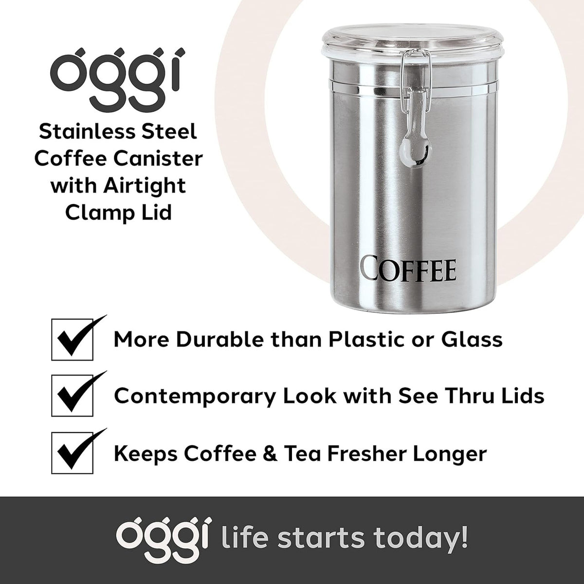 Oggi Stainless Steel Coffee Canister